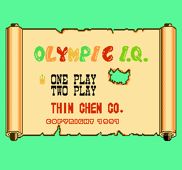 Olympic IQ title screen for NES